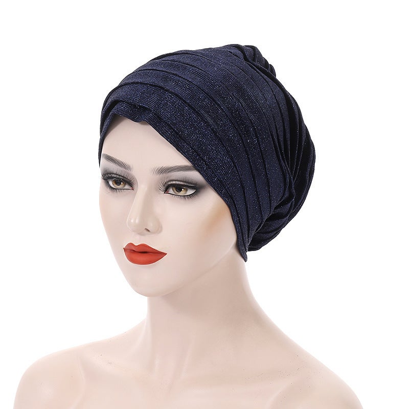 European American New Turban Cap Multi Layer Bronzing African Headwrap Hat - Image 1