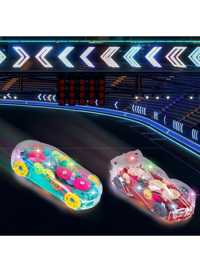 ArtCreativity Light Up Transparent Toy Cars for Kids, Set of 2, Bump and Go Toy Cars with Colorful Moving Gears, Music, and LED Effects, Fun Educational Toy for Kids, Great Birthday Gift Idea - Image 5