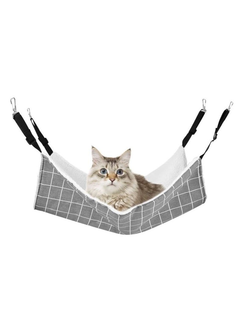 سرير أرجوحة للقطط، أرجوحة معلقة على شكل قفص للحيوانات الأليفة، سرير صغير لمنزل الحيوانات الأليفة، أرجوحة ذات وجهين للعب والنوم للقطط الصغيرة، ومنزل للراحة لجرو أرنب النمس (رمادي، 53 × 35 سم) - Image 1