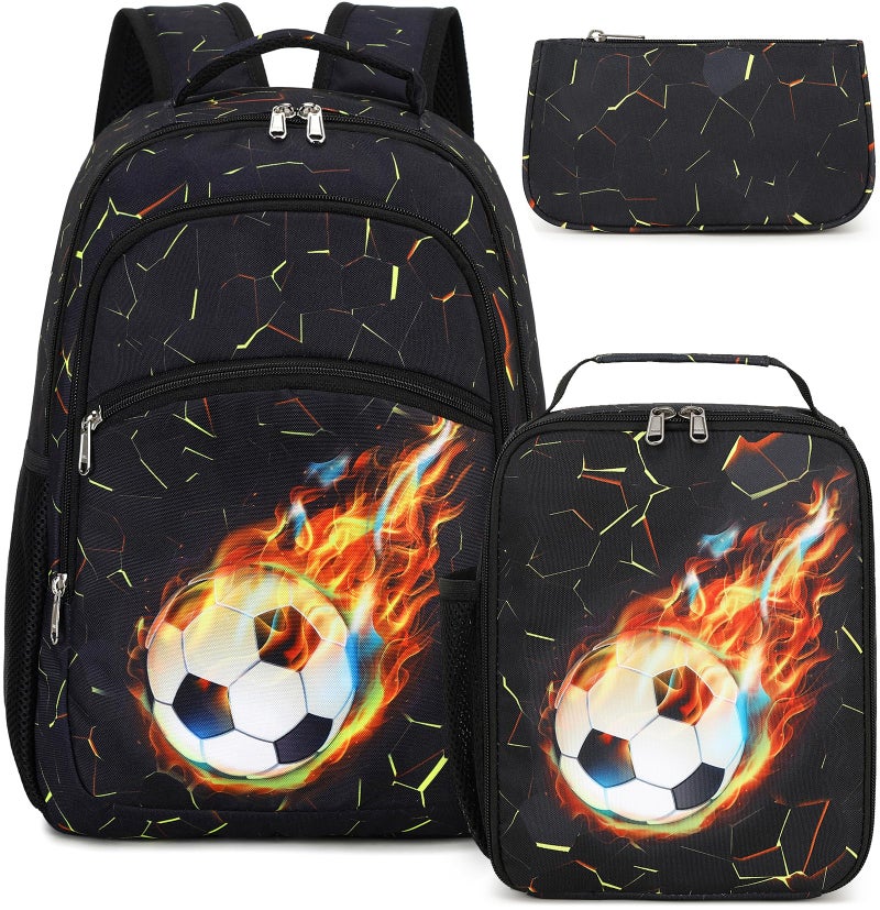 LOIDOU Backpack for Teen Boys Girls Bookbags School Backpack with Lunch Box and Pencil Case 3 in 1 School Bags Set - Image 1