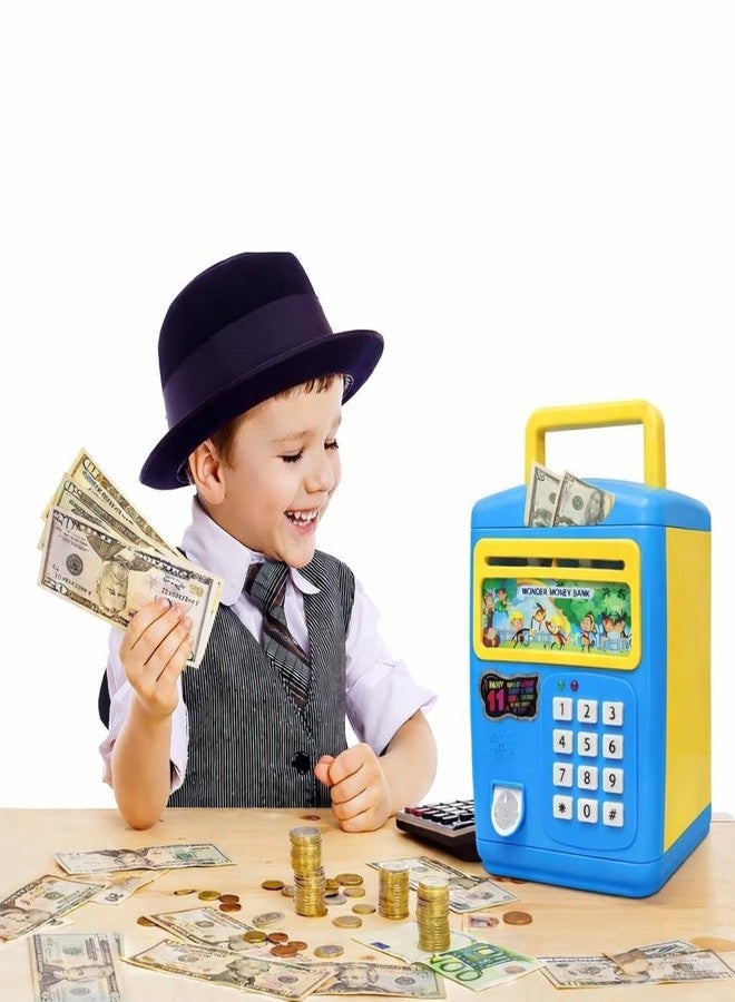 Royals Hub Premium Piggy Bank for Kids with Finger Print Smart Sensor & Password Protection Feature ATM Savings Money Bank with Electronic Lock for Kids, Modern, Money Saving Toy ( Blue ) - Image 3