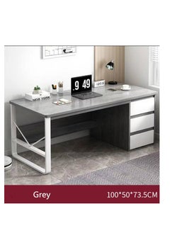 Golden With 3 Drawers, Kids Desk for Bedroom, Study Computer with Drawers, Grey Desk with Bottom Storage Shelves(100*50*73.5cm)  - Image 2