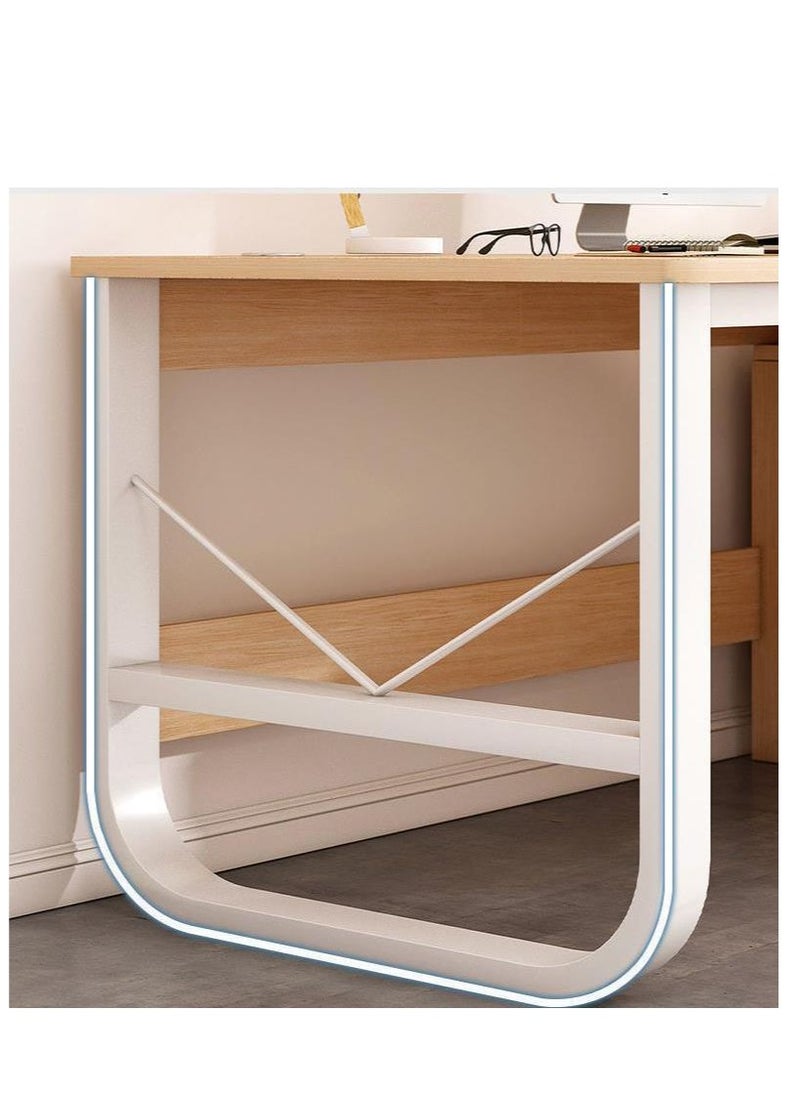 Golden - With 3 Drawers, Kids Desk for Bedroom, Study Computer with Drawers, Grey Desk with Bottom Storage Shelves(100*50*73.5cm) - Image 1