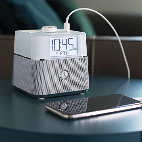 Brandstand CubieBlue White - Charging Alarm Clock with Bluetooth Speaker Outlets and USB Ports - Image 2