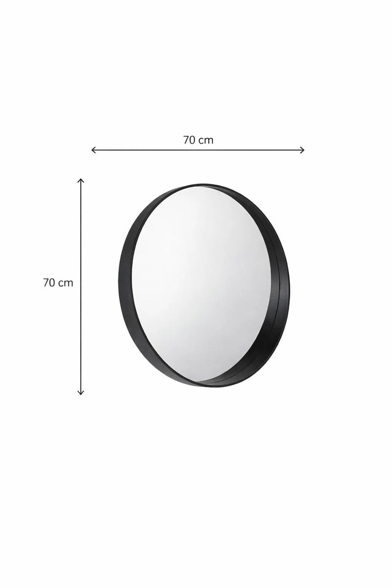 ماريا هومز مرآة مستديرة حديثة بإطار خشبي بني مركب على الحائط M50 ديكور 70x70 سم - Image 5