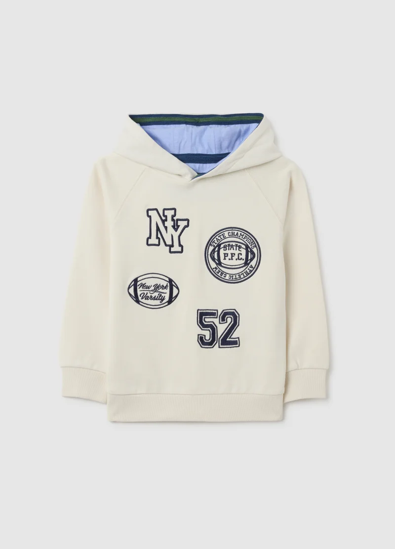 Ovs WHITE REGULAR FIT PURE COTTON KID'S SWEATSHIRT