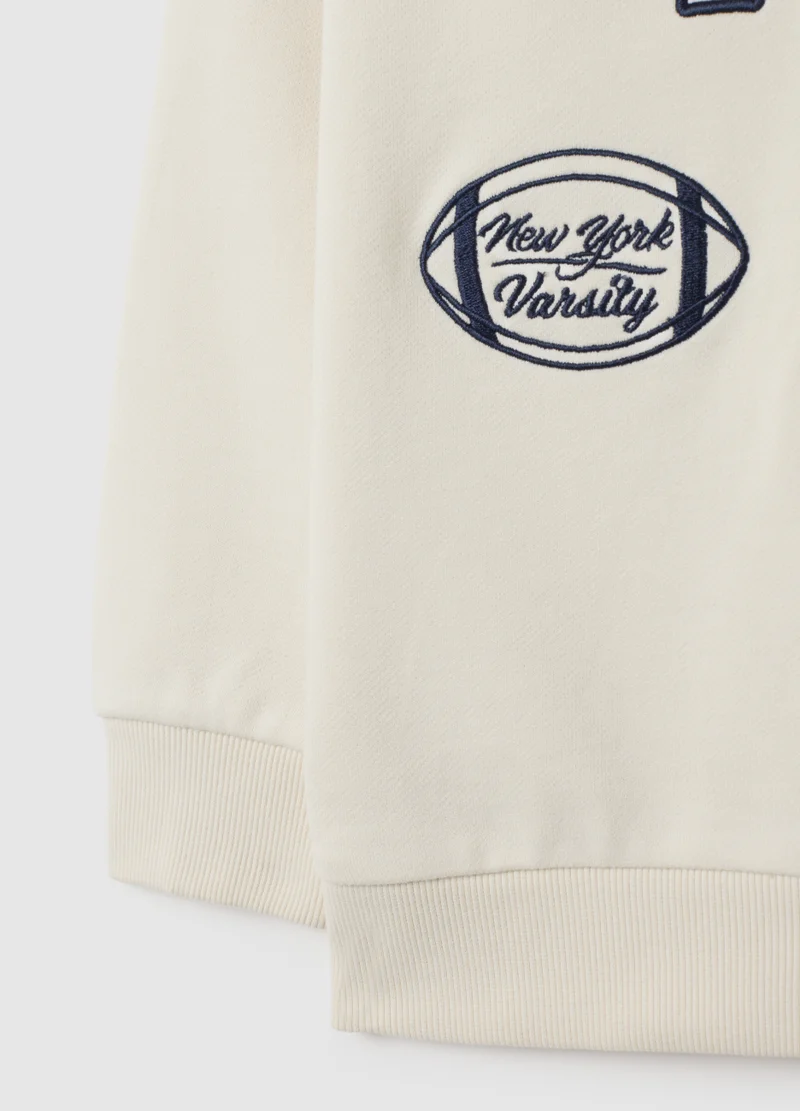Ovs WHITE REGULAR FIT PURE COTTON KID'S SWEATSHIRT