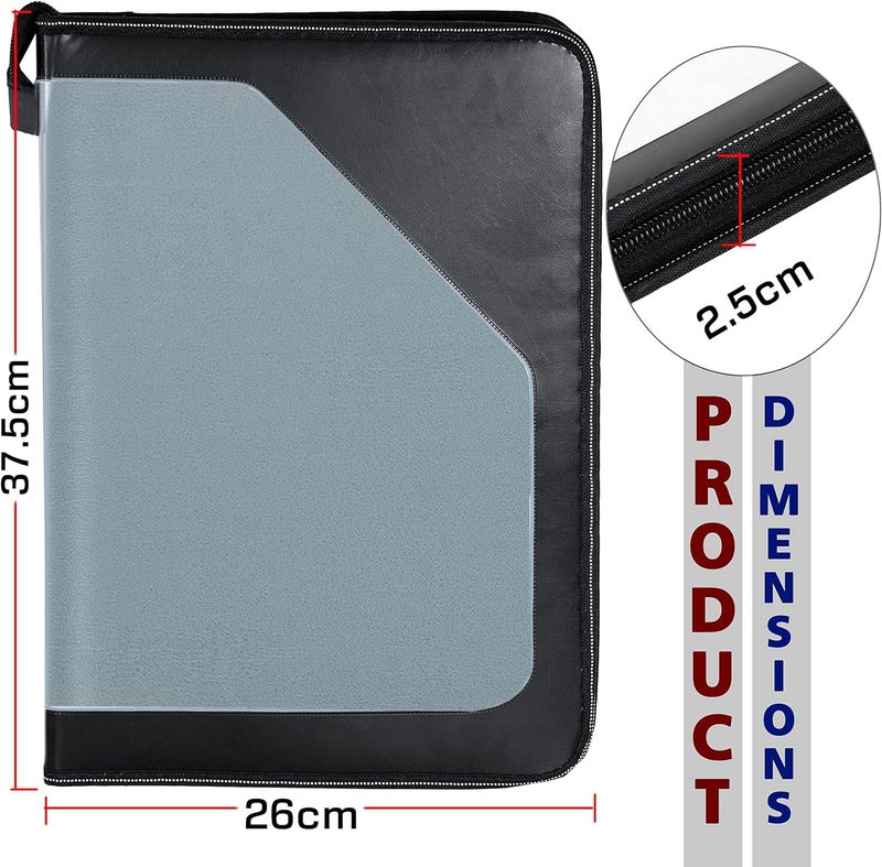 CLAPONE Files Folders File Holder for Documents/Certificates/Document Organizer File/Portfolio/Expanding File/Portfolio/Coloured Folders/Leaf/Leather/Files for Students/Office/School Use-Grey - Image 2