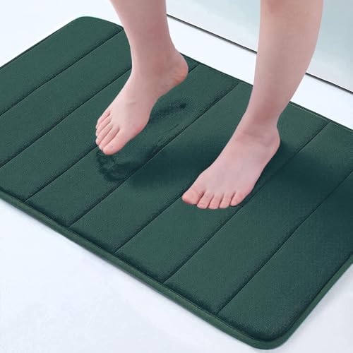 Buganda Memory Foam Bath Mat, 24" x 16", Ultra Soft and Non-Slip Bathroom Rugs, Water Absorbent and Machine Washable Bath Rug for Bathroom, Shower, and Tub, Dark Green - Image 1