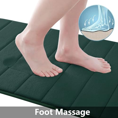 Buganda Memory Foam Bath Mat, 24" x 16", Ultra Soft and Non-Slip Bathroom Rugs, Water Absorbent and Machine Washable Bath Rug for Bathroom, Shower, and Tub, Dark Green - Image 2