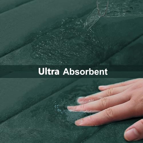 Buganda Memory Foam Bath Mat, 24" x 16", Ultra Soft and Non-Slip Bathroom Rugs, Water Absorbent and Machine Washable Bath Rug for Bathroom, Shower, and Tub, Dark Green - Image 4