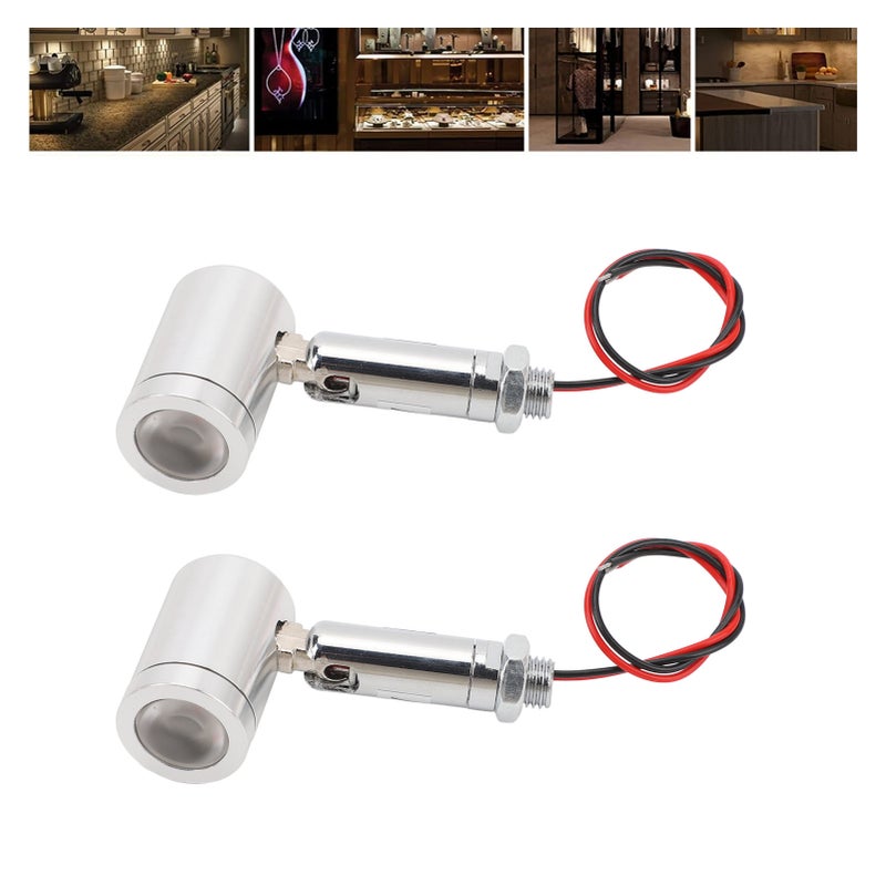 2 Pcs Mini LED Spotlight DC12V 1W 30° Angle Indoor Accent Up Lights Jewellery Showcase Spot Light for KTV Cabinet Bookshelf Hallway White Light - Image 5
