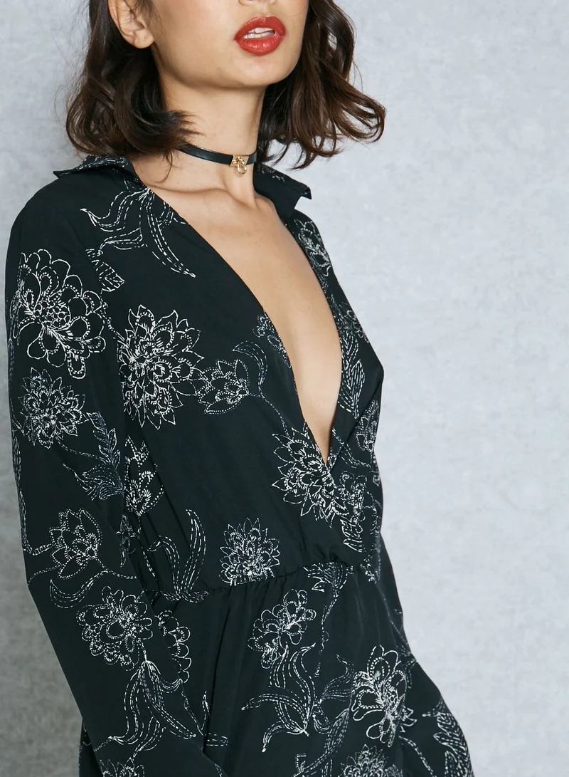 Missguided Floral Print  Jumpsuit