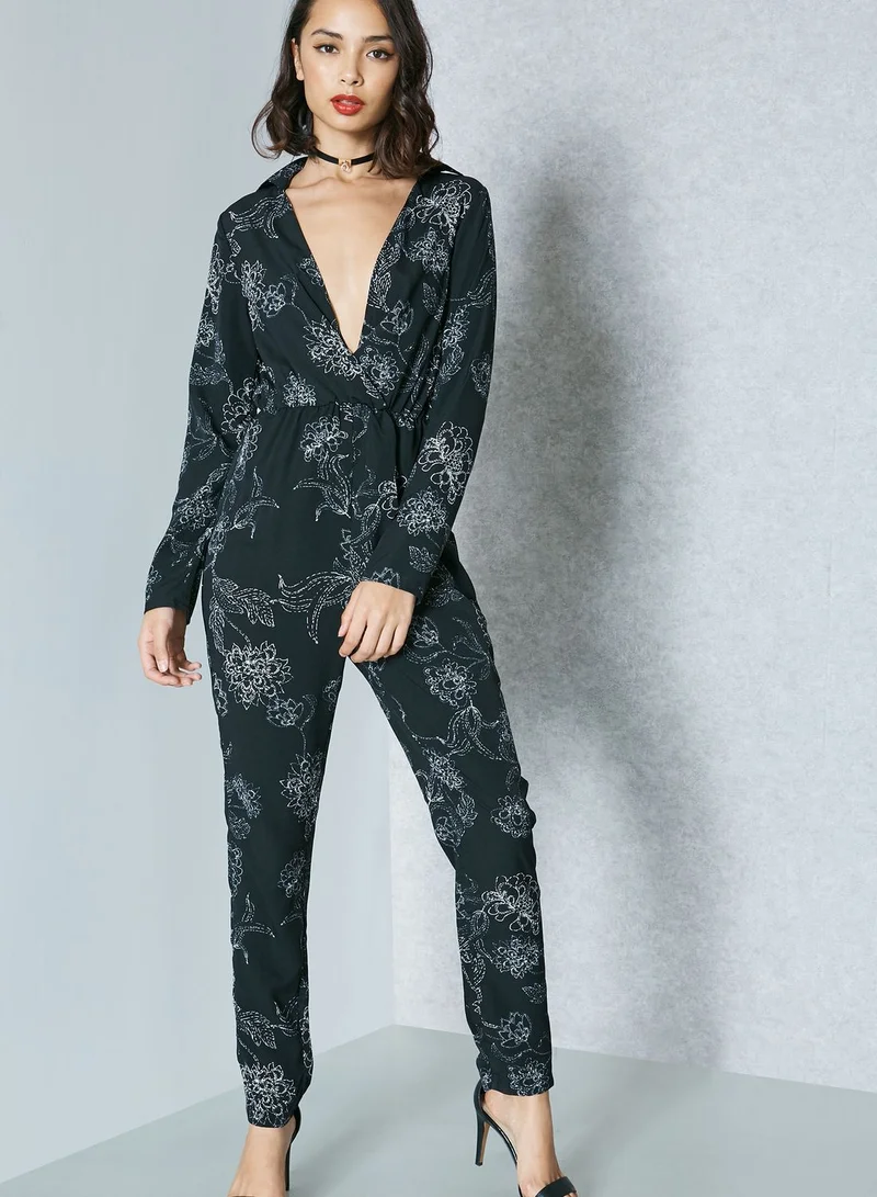 Missguided Floral Print  Jumpsuit