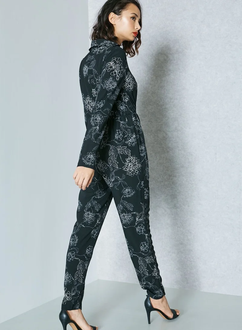 Missguided Floral Print  Jumpsuit