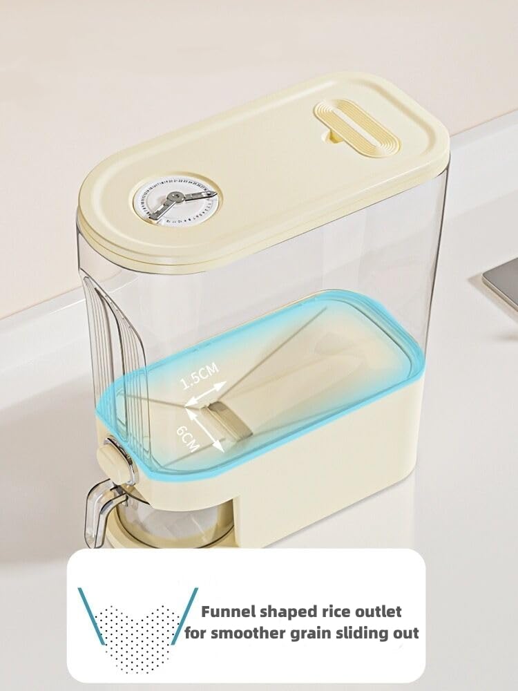 IEEK 25 Lbs Rice Dispenser, Large Cereal Dry Food Storage Containers with Measuring Cup and Lid,Moisture Proof Airtight Food Dispenser Bucket for Rice,Corn,Coffee Bean,Grain,Soybean and Oatmeal,White - Image 4