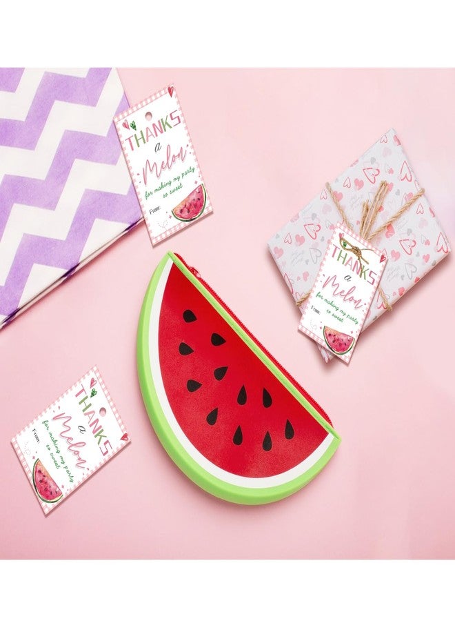 Aukolass 50PCS Watermelon Thank You Tags, Thanks a Melon Gift Tag with String for Summer Watermelon First Birthday, Sweet Fruit Present Labels for One in a Melon Party Favors (Pink) - Image 5
