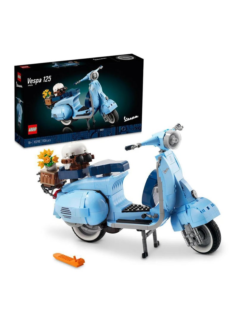 LEGO Icons Vespa 125 Model Kit - 1106 pcs, Ages 18 , Pastel Blue Collector's Building Set, Italian Design Display Piece (L 35 x B 12 x H 22cm) - 10298 - Image 1