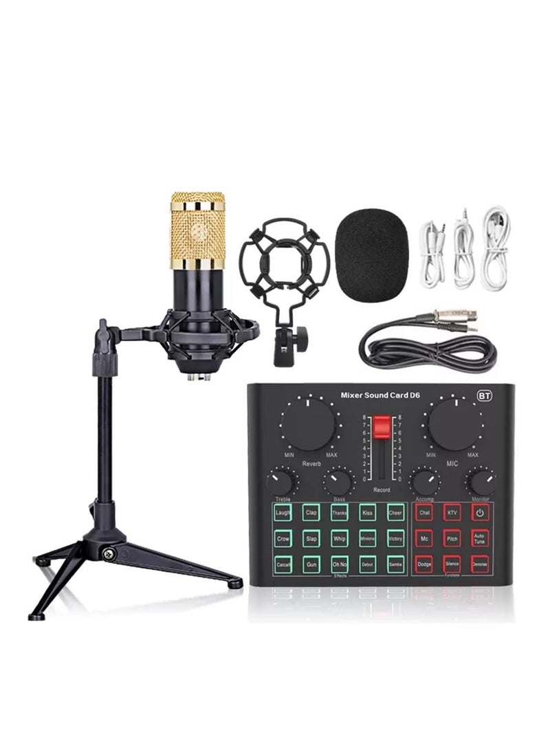 Podcast Equipment  Microphone Professional Condenser Bluetooth Wireless MIC Sound Card With Ring Fill Light Cantilever Bracket Live Streaming For Video Recording Streaming Singing  - Image 2