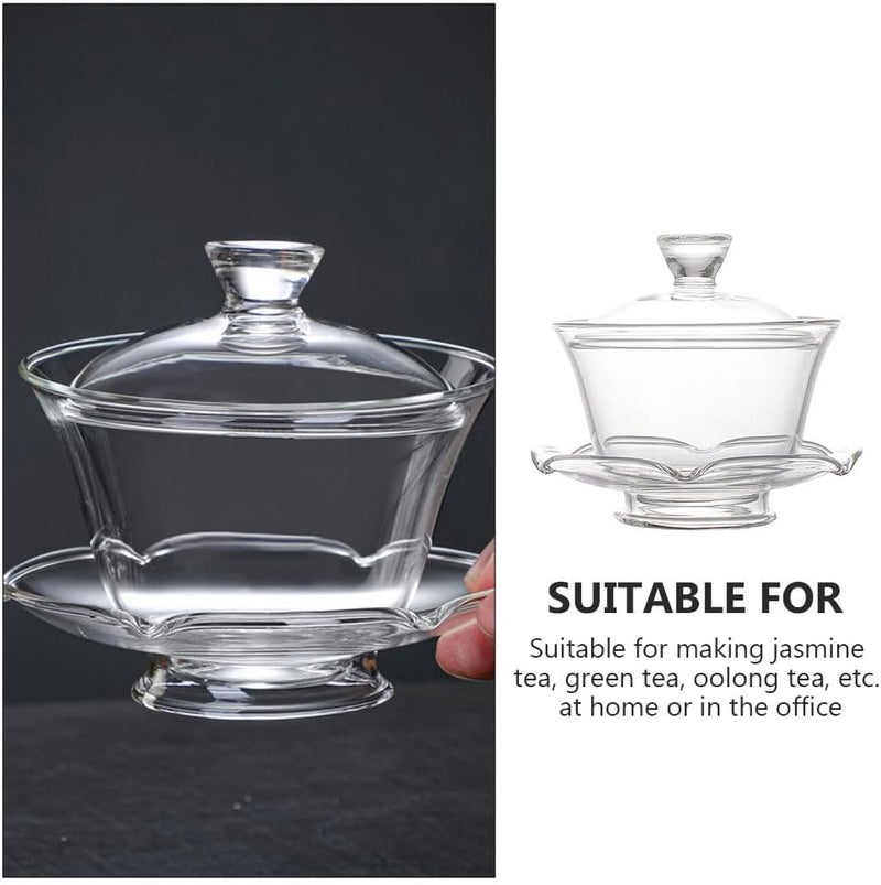 Cabilock Glass Teacup  1 Set Glass Tea Cup With Lid Chinese Tea Cup Set Loose Tealeaf Brewing System Simple Filtration Teacups for Family Daily - Image 5