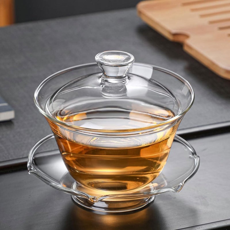 Cabilock Glass Teacup  1 Set Glass Tea Cup With Lid Chinese Tea Cup Set Loose Tealeaf Brewing System Simple Filtration Teacups for Family Daily - Image 3