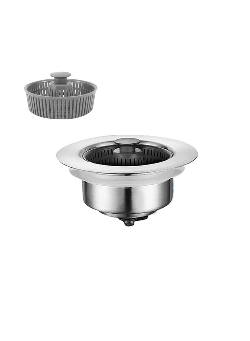 Y&D 3-in-1 Stainless Steel Sink Aid, 1Pcs Kitchen Drain Strainer, SYOSI Odor Filter, Popup Stopper Seal Bounce Filter for Food Catcher  - Image 1