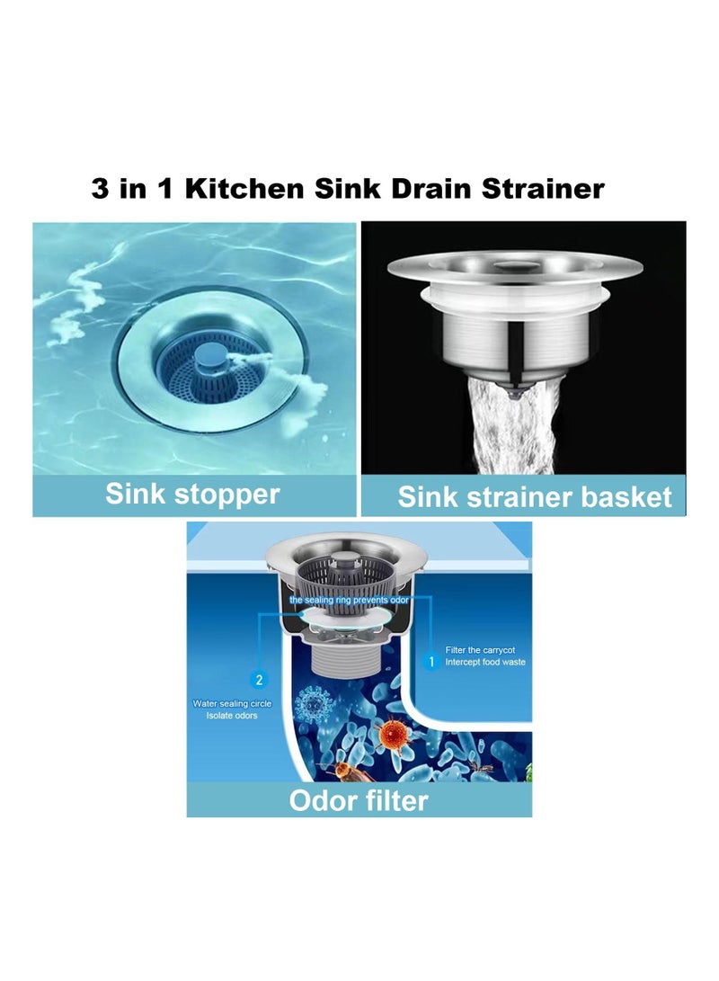 Y&D 3-in-1 Stainless Steel Sink Aid, 1Pcs Kitchen Drain Strainer, SYOSI Odor Filter, Popup Stopper Seal Bounce Filter for Food Catcher  - Image 5