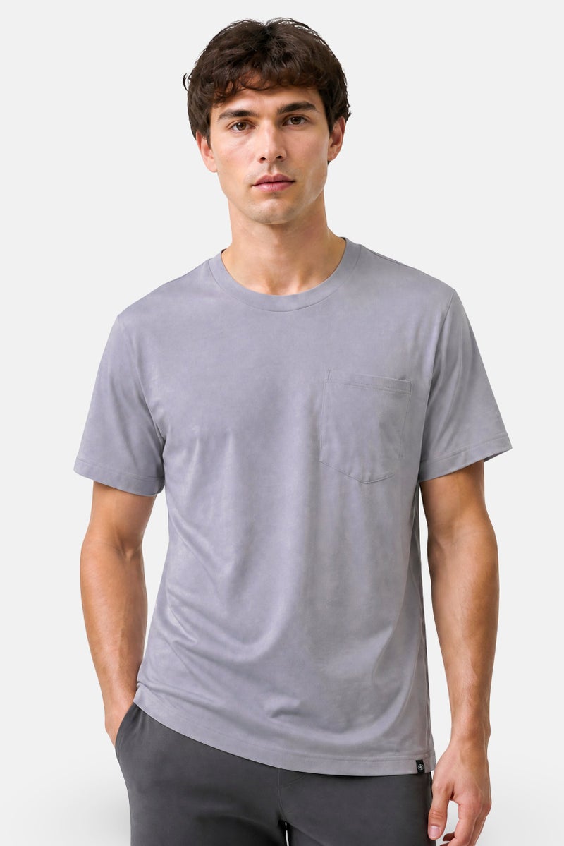 Gaiam Men Slim Fit Short Sleeve Training T-Shirt, Light Grey - Image 1
