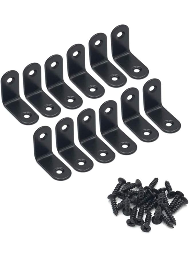 PROMASS promass 20mmX20mm Black L Bracket 12 Pack Stainless Steel Corner Bracket 90 Degree Metal Angle Brackets Corner Braces with Screws  - Image 1