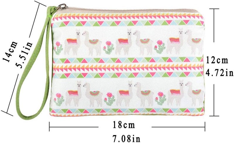 Rantanto Small Cute Cash Coin Purse, Canvas Change Purse, Kawaii Coin Pouch With Handle Christmas Gift For Women Teenager Girls (BG0026 Llama and Cactus) - Image 2