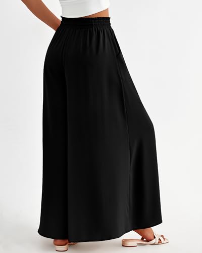 BTFBM Women Casual High Waist Wide Leg Pants 2025 Summer Fall Long Palazzo Pants Pocket Lounge Vacation Beach Trousers(Solid Black, Small) - Image 5