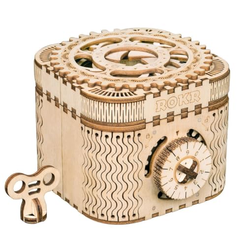 ROKR 3D Wooden Puzzle Mechanical Treasure Box Model DIY Brain Teaser Projects for Adult Age 14 Birthday Gift Educational Toys Wooden Puzzles for Adults - Image 1