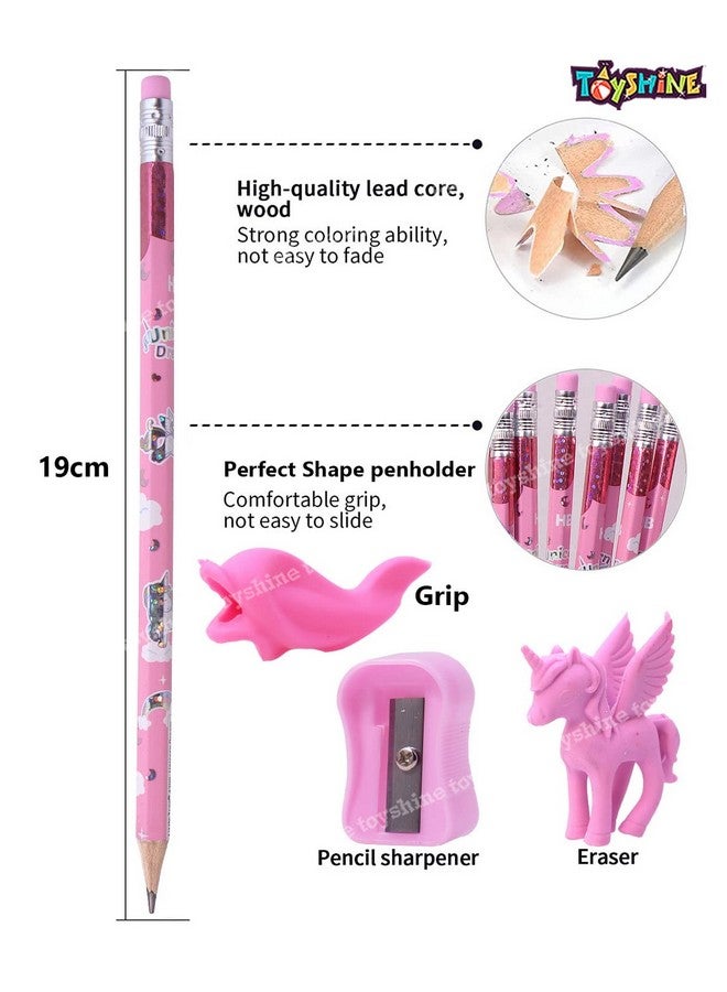 Toyshine Pack Of 26 Unicorn Stationary Set-20 Pencils,2 Erasers,2 Sharpner,Birthday Party Return Gift Party Favor For Kids-M3,Blue - Image 5