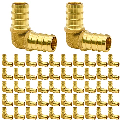 Ruby Q 50 Pack 1/2" PEX Fittings, Brass Elbow Fittings, for PEX Tubing Pipe - Image 1