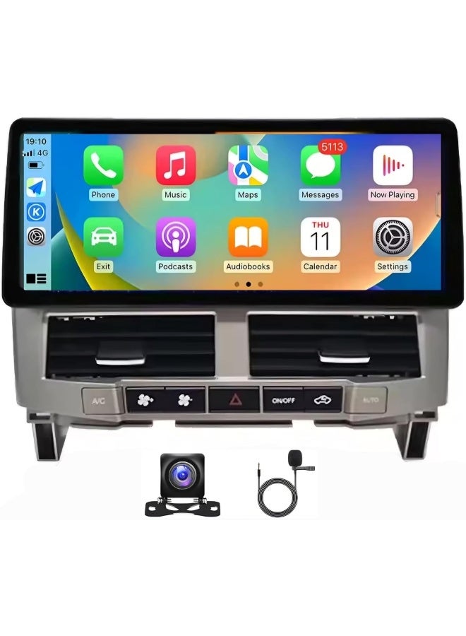 Vierex 12.3 Inch Android Car Stereo Screen For Lexus RX330 RX350 RX300 RX400H 2004-2007 With Apple CarPlay Android Auto Wireless WiFi DSP FM&AM AHD Camera Included (4+32GB Carplay) - Image 1