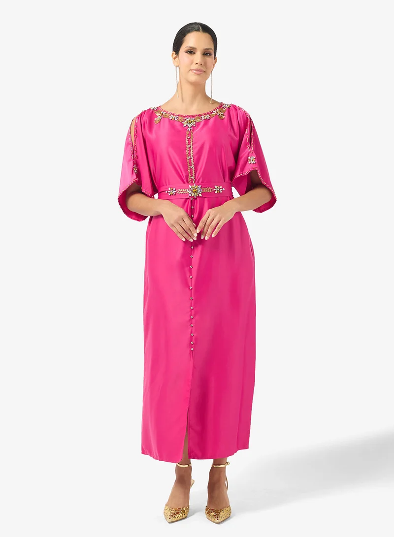 Khizana  Embellished Dress With Slit Sleeves for Women | Best Price UAE