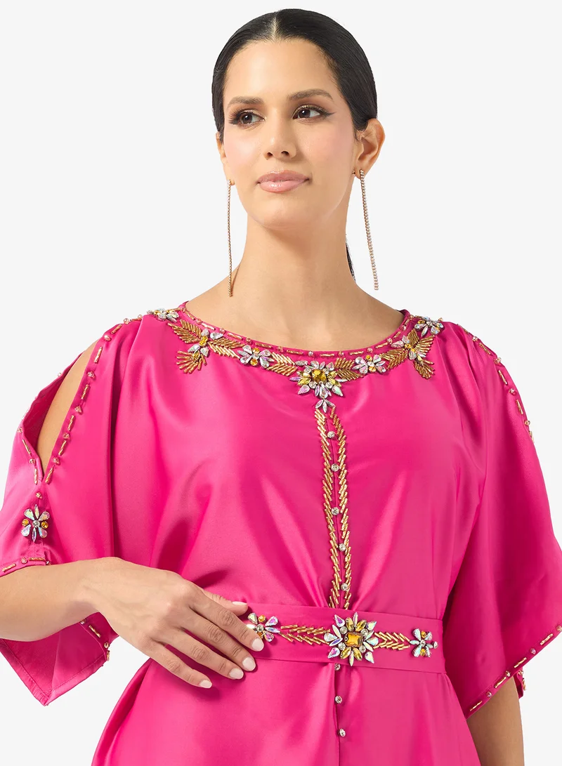 Khizana  Embellished Dress With Slit Sleeves for Women | Best Price UAE