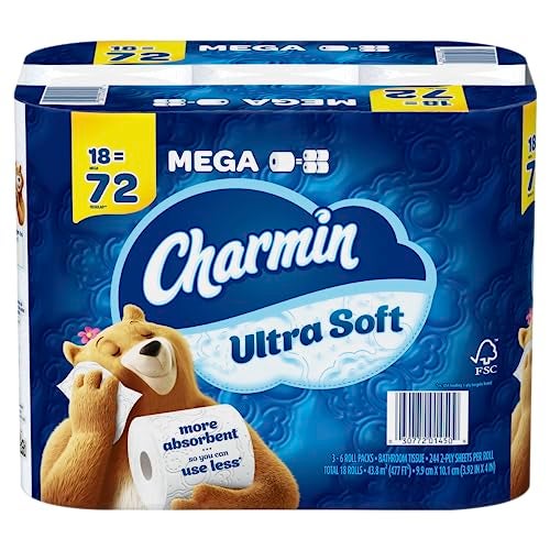 Charmin Ultra Soft Toilet Paper 18 Mega Rolls 244 Sheets Per Roll