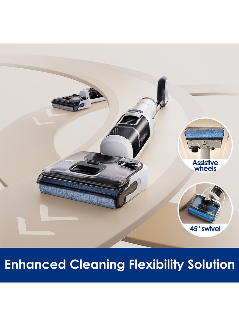 Tineco Floor One Stretch S6 Pro Series Wet/Dry Vacuum Cleaner, 180° Flat Design Suction Mop 13 cm Lying Height, 70°C 5min FlashDry Self-Cleaning, 3-Sided Edge Cleaning, 40 Minutes Running Time Cleaning Under 0.8 L 220 W FW421300UK White & Gray - Image 3