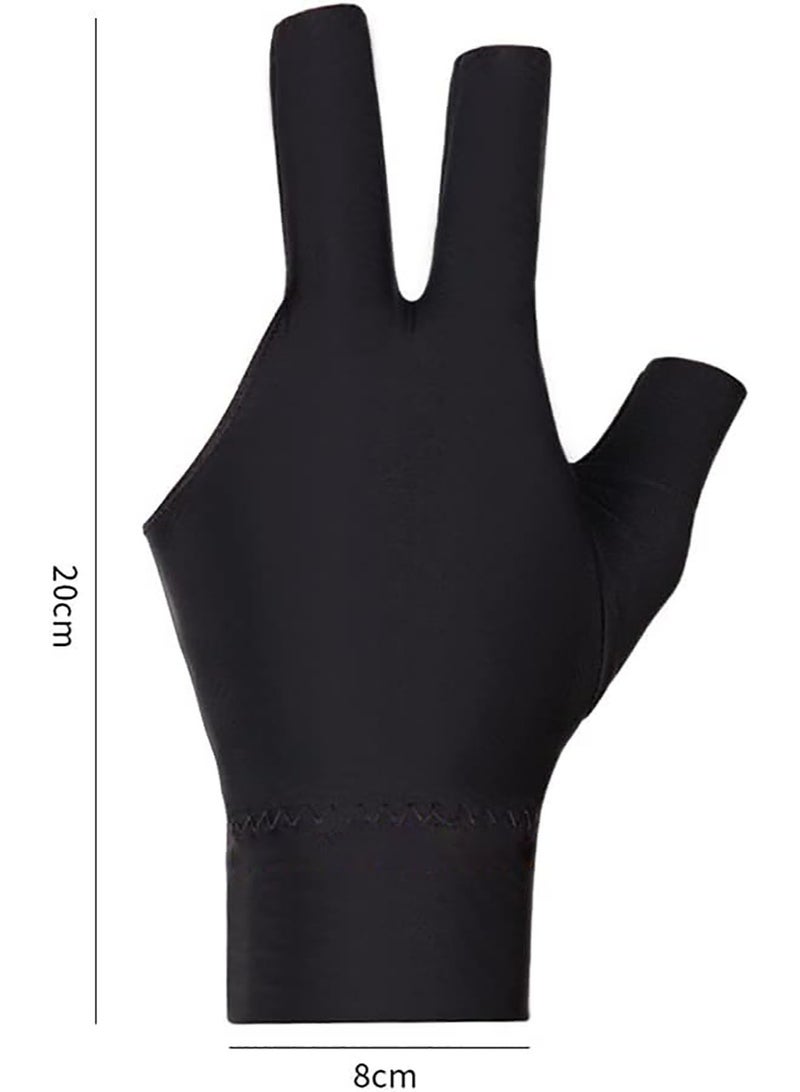 Relex 2PCS Billiard Gloves, Light and Breathable Three-Finger Gloves, Snooker Table Tennis Non-Slip Gloves Suitable for Left Hand (Black) - Image 4