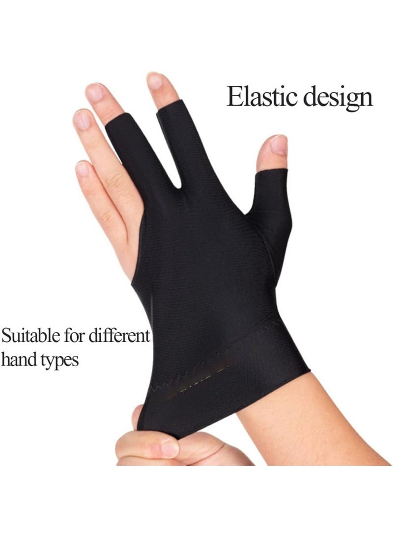 Relex 2PCS Billiard Gloves, Light and Breathable Three-Finger Gloves, Snooker Table Tennis Non-Slip Gloves Suitable for Left Hand (Black) - Image 3