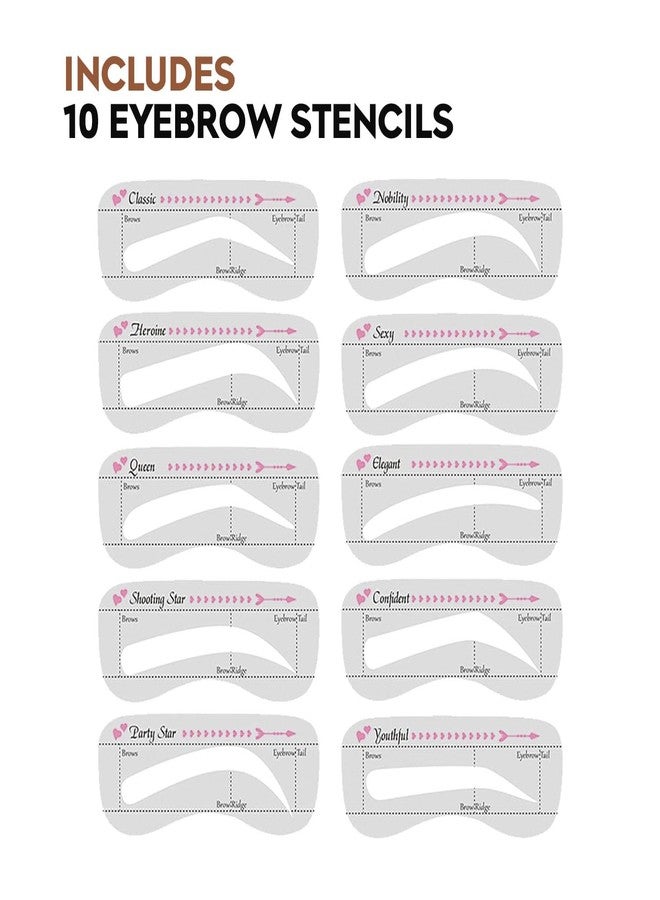 Gleva Eyebrow Stamp & Stencil Kit - Vegan Powder - Long-Lasting Stamping Kit With 10Pcs Reusable Thin & Thick Stencils for Perfect Brows (Black) - Image 4