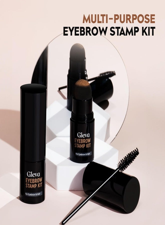Gleva Eyebrow Stamp & Stencil Kit - Vegan Powder - Long-Lasting Stamping Kit With 10Pcs Reusable Thin & Thick Stencils for Perfect Brows (Black) - Image 5