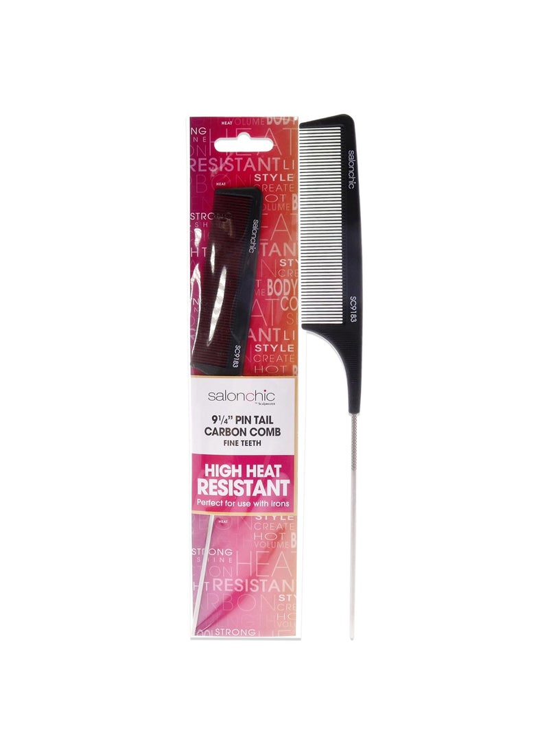 Salonchic - Pin Tail Carbon Comb High Heat Resistant 925  Fine Teeth Comb Unisex 1 Pc - Image 1