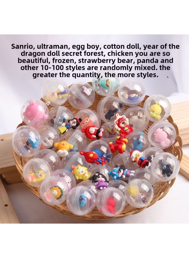 45mm Transparent Gashapon Toy Egg Party Sanrio Cartoon Doll One Yuan Two Yuan Gashapon Machine Toy Wholesale-Color:45mm Various Straw Caps And Gashapon Mixed Hair - Image 3