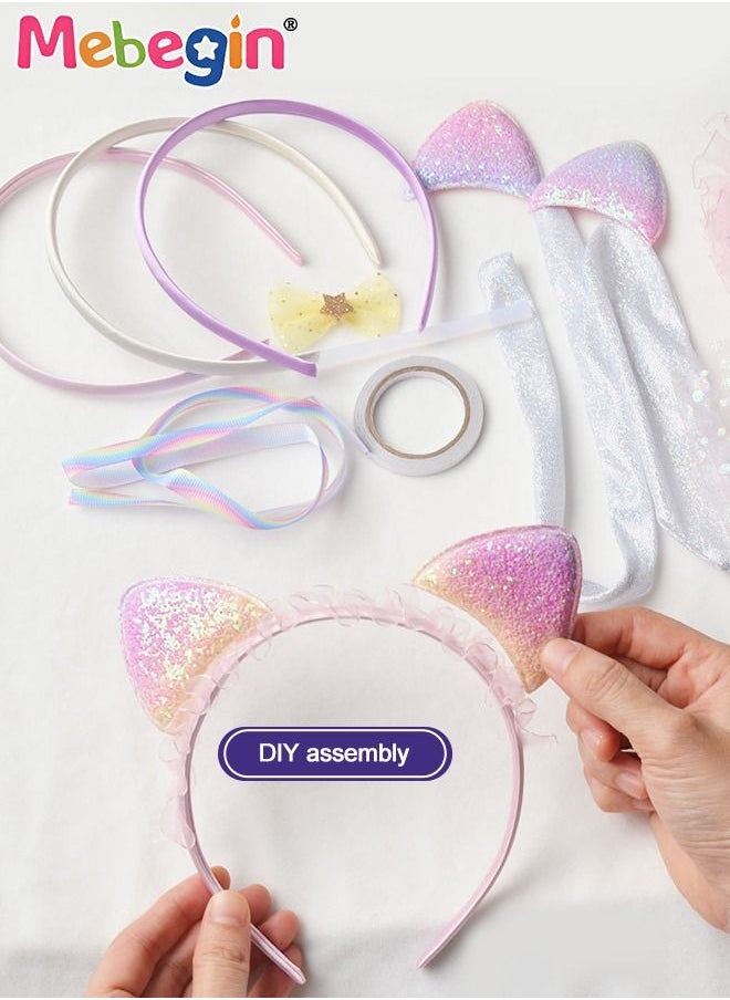 MEBEGIN DIY Headband Making Kit with Colorful Beads, Silver Ribbon and Other Accessaries, Little Children's Art and Craft, Fashion Headband Making Set, Perfect Crafts Set, Ideal Gift for Kids Aged 3+  - Image 4