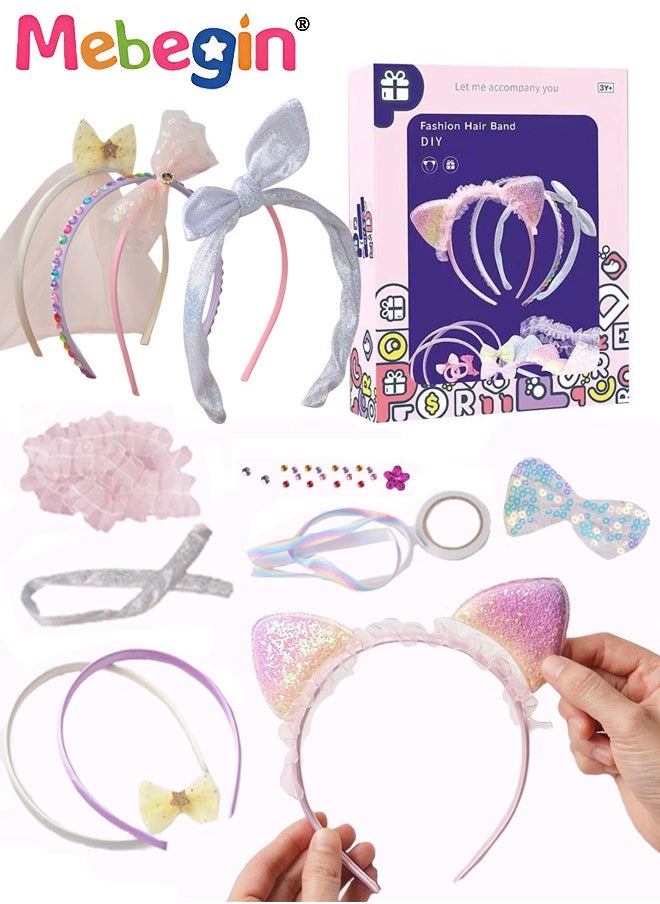 MEBEGIN DIY Headband Making Kit with Colorful Beads, Silver Ribbon and Other Accessaries, Little Children's Art and Craft, Fashion Headband Making Set, Perfect Crafts Set, Ideal Gift for Kids Aged 3+  - Image 1