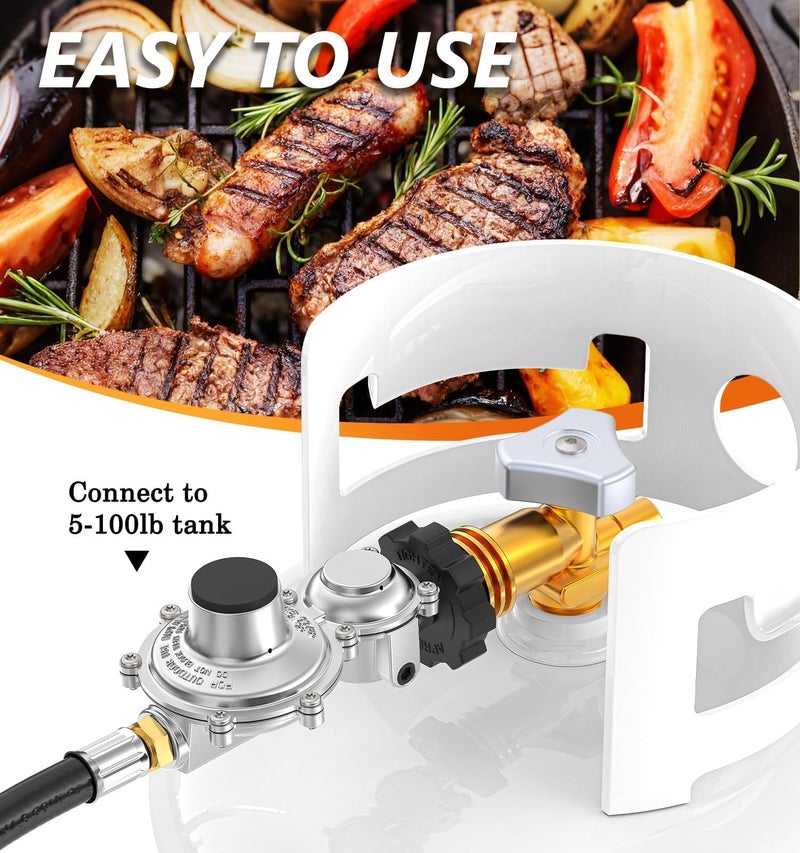 NUPICK 10FT Two Stage Propane Regulator with Hose, Propane Line with Regulator Standard POL to 3/8" Female Flare, 11" WC Pressure Output, for RV Appliances, Fire Pits, Gas Grills, Heaters, Generators - Image 5
