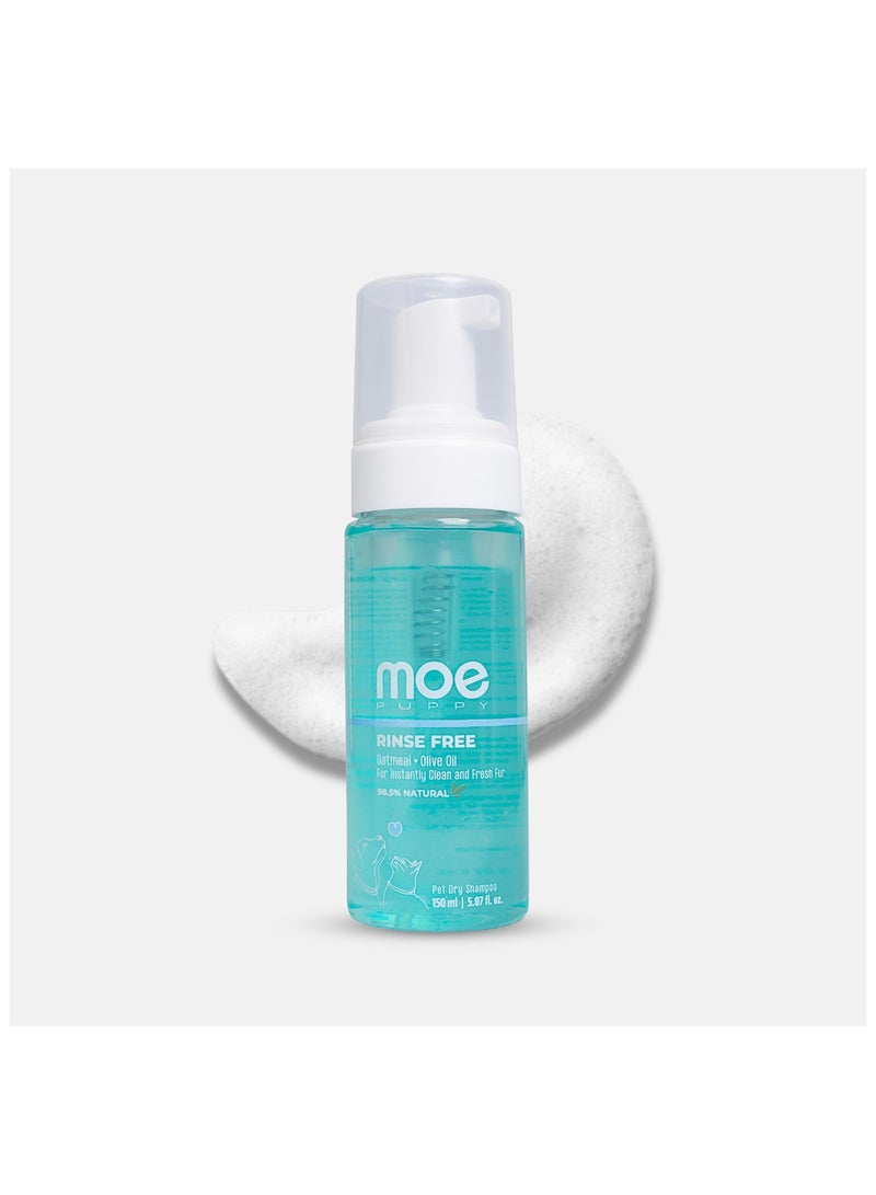 Moe Puppy Moe Rinse Free Pet Dry Shampoo for instantly clean and fresh fur | Waterless Foam Cleanser for dogs and cats | (150 ml)  - Image 1