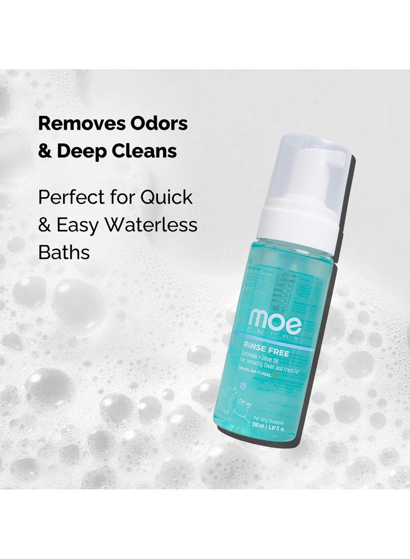 Moe Puppy Moe Rinse Free Pet Dry Shampoo for instantly clean and fresh fur | Waterless Foam Cleanser for dogs and cats | (150 ml)  - Image 3